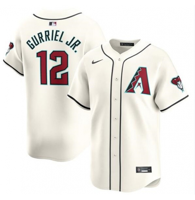 Men's Arizona Diamondbacks #12 Lourdes Gurriel Jr. 2023-24 Cream Cool Base Stitched Baseball Jersey