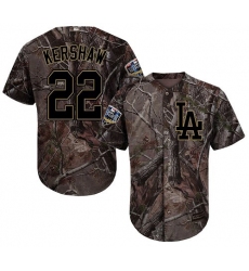 Men's Majestic Los Angeles Dodgers #22 Clayton Kershaw Authentic Camo Realtree Collection Flex Base 2018 World Series MLB Jersey