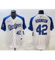 Men's Los Angeles Dodgers #42 Jackie Robinson Number White Blue Fashion Stitched Cool Base Limited Jersey
