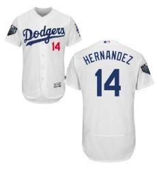 Men's Majestic Los Angeles Dodgers #14 Enrique Hernandez White Home Flex Base Authentic Collection 2018 World Series MLB Jersey