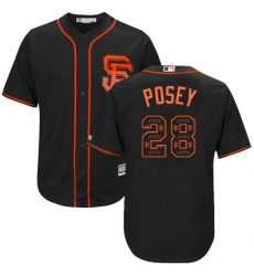 Men's Majestic San Francisco Giants #28 Buster Posey Authentic Black Team Logo Fashion Cool Base MLB Jersey