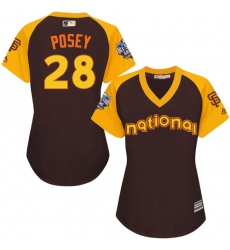 Women's Majestic San Francisco Giants #28 Buster Posey Authentic Brown 2016 All-Star National League BP Cool Base MLB Jersey