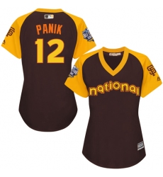 Women's Majestic San Francisco Giants #12 Joe Panik Authentic Brown 2016 All-Star National League BP Cool Base MLB Jersey