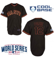 Youth Majestic San Francisco Giants #12 Joe Panik Authentic Black Cool Base w/2014 World Series Patch MLB Jersey