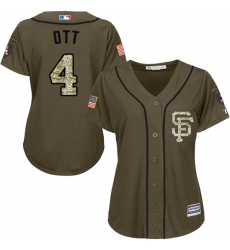 Women's Majestic San Francisco Giants #4 Mel Ott Replica Green Salute to Service MLB Jersey