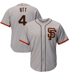 Youth Majestic San Francisco Giants #4 Mel Ott Authentic Grey Road 2 Cool Base MLB Jersey