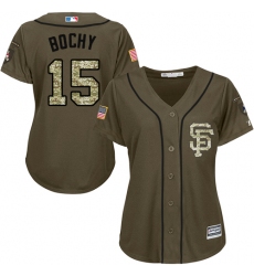 Women's Majestic San Francisco Giants #15 Bruce Bochy Authentic Green Salute to Service MLB Jersey