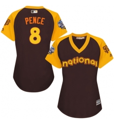 Women's Majestic San Francisco Giants #8 Hunter Pence Authentic Brown 2016 All-Star National League BP Cool Base MLB Jersey