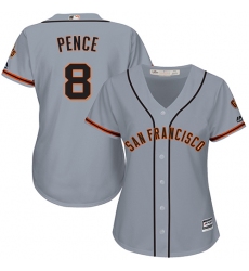 Women's Majestic San Francisco Giants #8 Hunter Pence Replica Grey Road Cool Base MLB Jersey