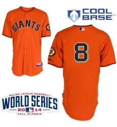 Youth Majestic San Francisco Giants #8 Hunter Pence Authentic Orange Alternate Cool Base 2014 World Series Patch MLB Jersey