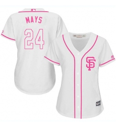 Women's Majestic San Francisco Giants #24 Willie Mays Authentic White Fashion Cool Base MLB Jersey