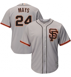 Youth Majestic San Francisco Giants #24 Willie Mays Replica Grey Road 2 Cool Base MLB Jersey