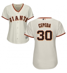 Women's Majestic San Francisco Giants #30 Orlando Cepeda Authentic Cream Home Cool Base MLB Jersey