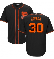 Youth Majestic San Francisco Giants #30 Orlando Cepeda Authentic Black Alternate Cool Base MLB Jersey