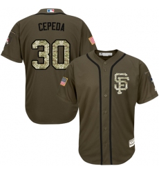 Youth Majestic San Francisco Giants #30 Orlando Cepeda Authentic Green Salute to Service MLB Jersey