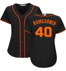 Women's Majestic San Francisco Giants #40 Madison Bumgarner Replica Black Alternate Cool Base MLB Jersey