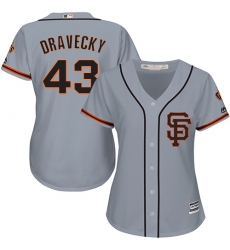 Women's Majestic San Francisco Giants #43 Dave Dravecky Authentic Grey Road 2 Cool Base MLB Jersey