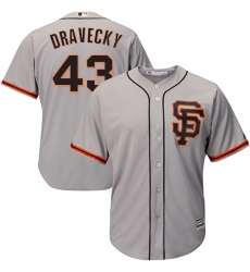 Youth Majestic San Francisco Giants #43 Dave Dravecky Authentic Grey Road 2 Cool Base MLB Jersey