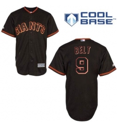 Men's Majestic San Francisco Giants #9 Brandon Belt Replica Black New Cool Base MLB Jersey