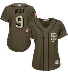 Women's Majestic San Francisco Giants #9 Brandon Belt Authentic Green Salute to Service MLB Jersey