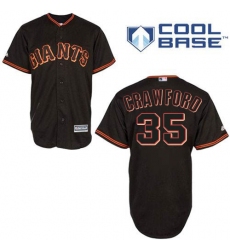 Men's Majestic San Francisco Giants #35 Brandon Crawford Replica Black New Cool Base MLB Jersey