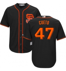 Men's Majestic San Francisco Giants #47 Johnny Cueto Replica Black Alternate Cool Base MLB Jersey