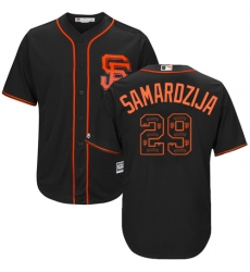 Men's Majestic San Francisco Giants #29 Jeff Samardzija Authentic Black Team Logo Fashion Cool Base MLB Jersey