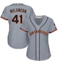 Women's Majestic San Francisco Giants #41 Mark Melancon Authentic Grey Road 2 Cool Base MLB Jersey