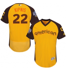 Men's Majestic Cleveland Indians #22 Jason Kipnis Yellow 2016 All-Star American League BP Authentic Collection Flex Base MLB Jersey