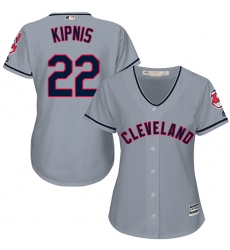 Women's Majestic Cleveland Indians #22 Jason Kipnis Replica Grey Road Cool Base MLB Jersey