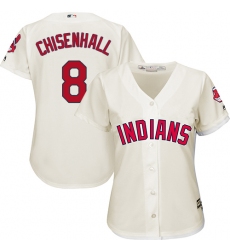 Women's Majestic Cleveland Indians #8 Lonnie Chisenhall Authentic Cream Alternate 2 Cool Base MLB Jersey