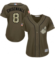 Women's Majestic Cleveland Indians #8 Lonnie Chisenhall Authentic Green Salute to Service MLB Jersey