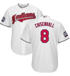 Youth Majestic Cleveland Indians #8 Lonnie Chisenhall Authentic White Home 2016 World Series Bound Cool Base MLB Jersey