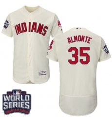 Men's Majestic Cleveland Indians #35 Abraham Almonte Cream 2016 World Series Bound Flexbase Authentic Collection MLB Jersey