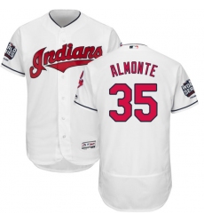 Men's Majestic Cleveland Indians #35 Abraham Almonte White 2016 World Series Bound Flexbase Authentic Collection MLB Jersey