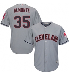 Youth Majestic Cleveland Indians #35 Abraham Almonte Authentic Grey Road Cool Base MLB Jersey