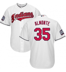 Youth Majestic Cleveland Indians #35 Abraham Almonte Authentic White Home 2016 World Series Bound Cool Base MLB Jersey