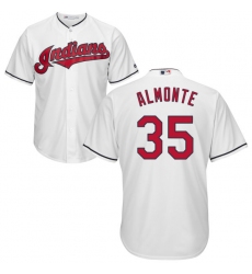 Youth Majestic Cleveland Indians #35 Abraham Almonte Authentic White Home Cool Base MLB Jersey