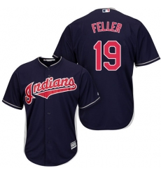 Youth Majestic Cleveland Indians #19 Bob Feller Replica Navy Blue Alternate 1 Cool Base MLB Jersey