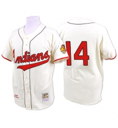 Men's Mitchell and Ness 1948 Cleveland Indians #14 Larry Doby Authentic Cream Throwback MLB Jersey