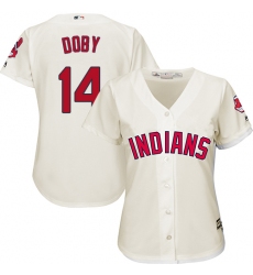 Women's Majestic Cleveland Indians #14 Larry Doby Authentic Cream Alternate 2 Cool Base MLB Jersey