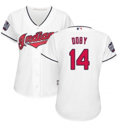 Women's Majestic Cleveland Indians #14 Larry Doby Authentic White Home 2016 World Series Bound Cool Base MLB Jersey