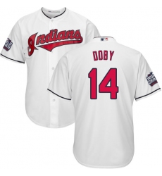 Youth Majestic Cleveland Indians #14 Larry Doby Authentic White Home 2016 World Series Bound Cool Base MLB Jersey