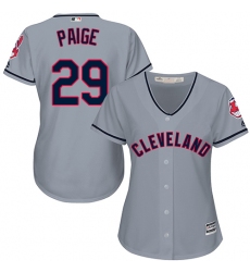 Women's Majestic Cleveland Indians #29 Satchel Paige Authentic Grey Road Cool Base MLB Jersey