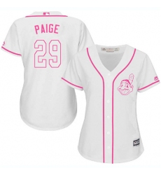 Women's Majestic Cleveland Indians #29 Satchel Paige Replica White Fashion Cool Base MLB Jersey