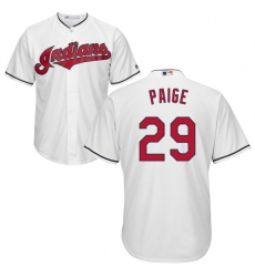 Youth Majestic Cleveland Indians #29 Satchel Paige Authentic White Home Cool Base MLB Jersey