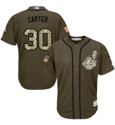 Men's Majestic Cleveland Indians #30 Joe Carter Authentic Green Salute to Service MLB Jersey