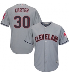 Youth Majestic Cleveland Indians #30 Joe Carter Authentic Grey Road Cool Base MLB Jersey