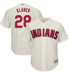 Youth Majestic Cleveland Indians #28 Corey Kluber Authentic Cream Alternate 2 Cool Base MLB Jersey