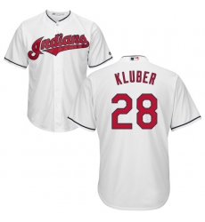 Youth Majestic Cleveland Indians #28 Corey Kluber Authentic White Home Cool Base MLB Jersey